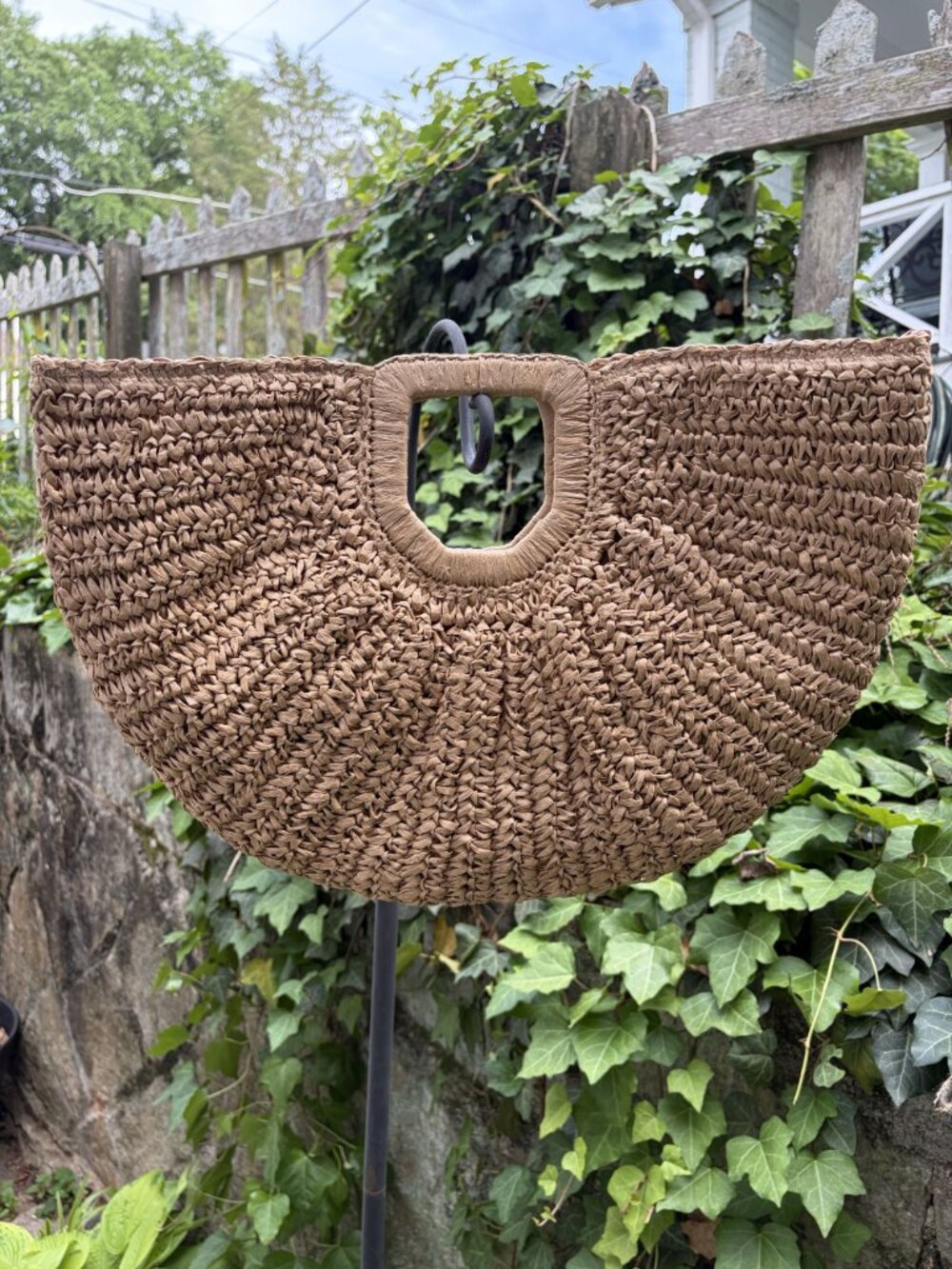 Ramla Bohemia Rattan Large Tote Bag Half Moon Wicker Handbag Boho Coastal NEW